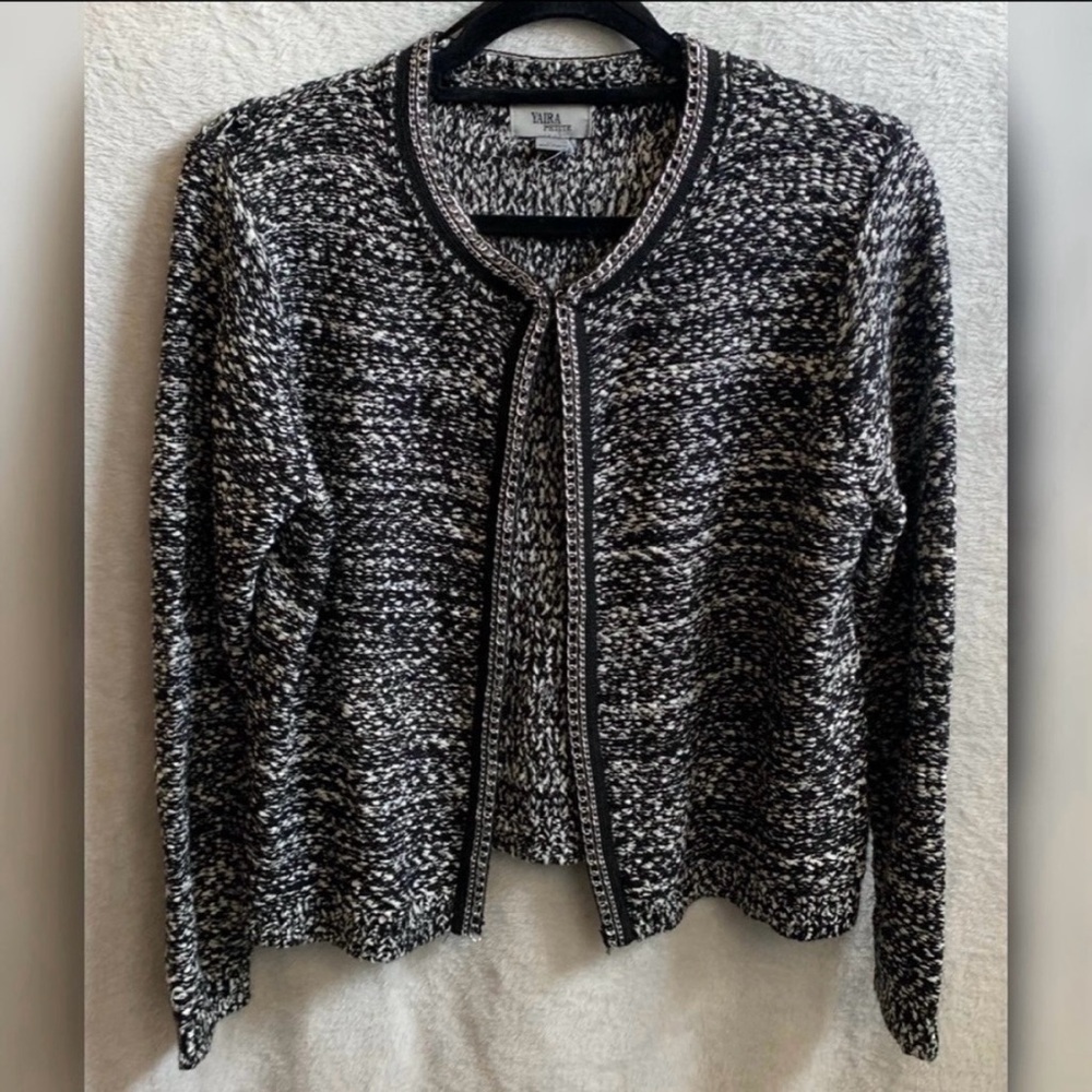 YAIRA Black and White Cardigan Sweater